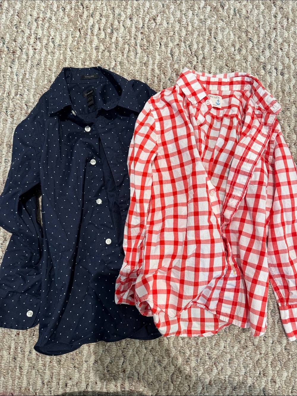 Crewcuts Navy Dot Button-Down & Red Windowpane Plaid Button Down Shirt Set
